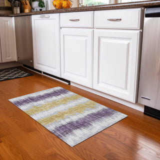 Piper Looms Chantille Stripes ACN755 Silver Machine Washable Area Rug Scatter Lifestyle Image Feature