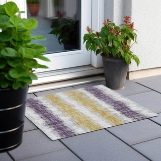 Piper Looms Chantille Stripes ACN755 Silver Machine Washable Area Rug Scatter Outdoor Lifestyle Image Feature