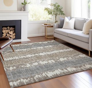 Piper Looms Chantille Stripes ACN755 Taupe Machine Washable Area Rug Lifestyle Image Feature