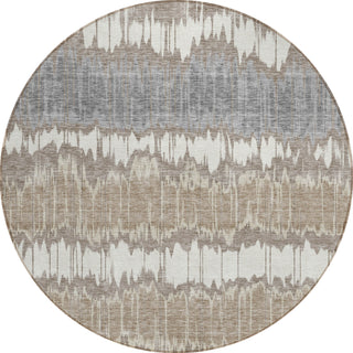 Piper Looms Chantille Stripes ACN755 Taupe Machine Washable Area Rug Round Main Image