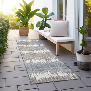 Piper Looms Chantille Stripes ACN755 Taupe Machine Washable Area Rug Runner Outdoor Lifestyle Image Feature