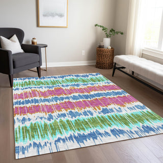 Piper Looms Chantille Stripes ACN755 White Machine Washable Area Rug Lifestyle Image Feature