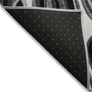 Piper Looms Chantille Swirls ACN756 Black Machine Washable Area Rug Backing Image