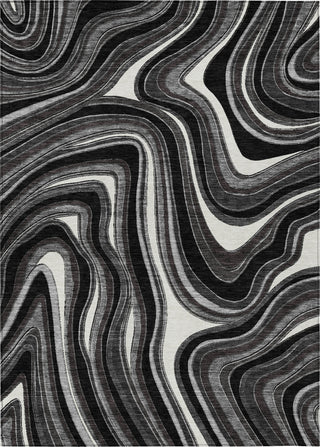 Piper Looms Chantille Swirls ACN756 Black Machine Washable Area Rug main image
