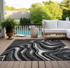 Piper Looms Chantille Swirls ACN756 Black Machine Washable Area Rug Outdoor Lifestyle Image Feature