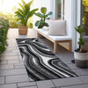 Piper Looms Chantille Swirls ACN756 Black Machine Washable Area Rug Runner Outdoor Lifestyle Image Feature