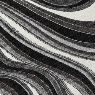 Piper Looms Chantille Swirls ACN756 Black Machine Washable Area Rug Swatch Image