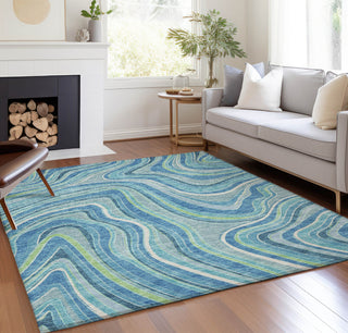 Piper Looms Chantille Swirls ACN756 Blue Machine Washable Area Rug Lifestyle Image Feature