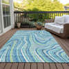 Piper Looms Chantille Swirls ACN756 Blue Machine Washable Area Rug Outdoor Lifestyle Image Feature