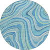 Piper Looms Chantille Swirls ACN756 Blue Machine Washable Area Rug Round Main Image