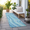 Piper Looms Chantille Swirls ACN756 Blue Machine Washable Area Rug Runner Outdoor Lifestyle Image Feature