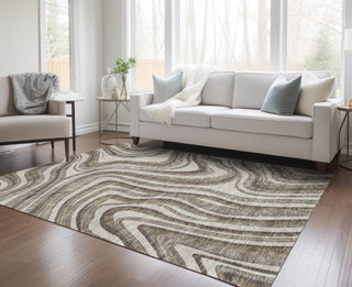 Piper Looms Chantille Swirls ACN756 Brown Machine Washable Area Rug Lifestyle Image Feature