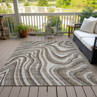 Piper Looms Chantille Swirls ACN756 Brown Machine Washable Area Rug Outdoor Lifestyle Image Feature