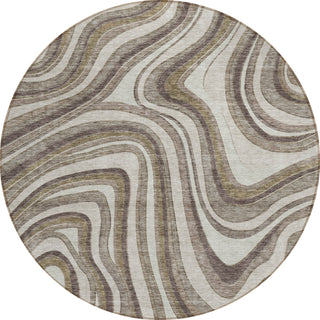 Piper Looms Chantille Swirls ACN756 Brown Machine Washable Area Rug Round Main Image