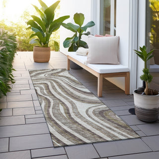 Piper Looms Chantille Swirls ACN756 Brown Machine Washable Area Rug Runner Outdoor Lifestyle Image Feature
