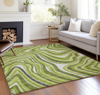 Piper Looms Chantille Swirls ACN756 Lime Machine Washable Area Rug Lifestyle Image Feature