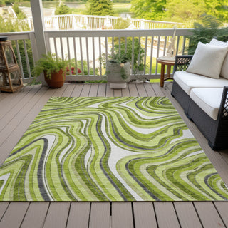 Piper Looms Chantille Swirls ACN756 Lime Machine Washable Area Rug Outdoor Lifestyle Image Feature