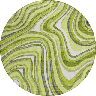 Piper Looms Chantille Swirls ACN756 Lime Machine Washable Area Rug Round Main Image