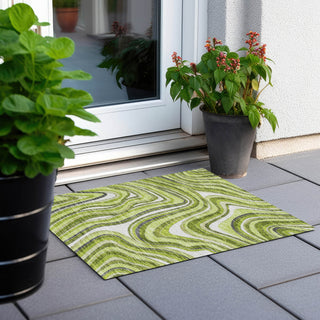 Piper Looms Chantille Swirls ACN756 Lime Machine Washable Area Rug Scatter Outdoor Lifestyle Image Feature