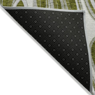 Piper Looms Chantille Swirls ACN756 Olive Machine Washable Area Rug Backing Image