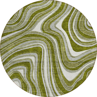 Piper Looms Chantille Swirls ACN756 Olive Machine Washable Area Rug Round Main Image