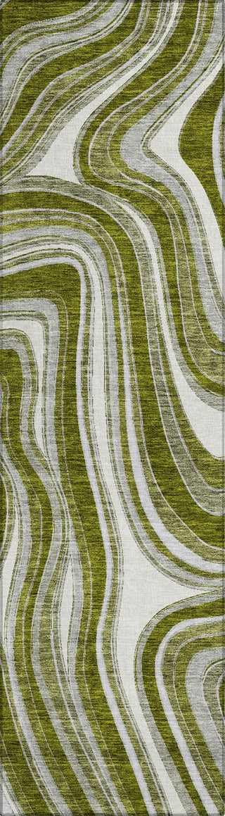 Piper Looms Chantille Swirls ACN756 Olive Machine Washable Area Rug Runner Main Image
