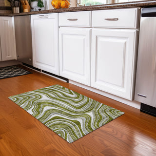 Piper Looms Chantille Swirls ACN756 Olive Machine Washable Area Rug Scatter Lifestyle Image Feature
