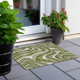 Piper Looms Chantille Swirls ACN756 Olive Machine Washable Area Rug Scatter Outdoor Lifestyle Image Feature