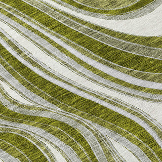 Piper Looms Chantille Swirls ACN756 Olive Machine Washable Area Rug Swatch Image