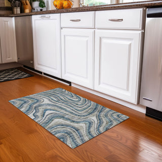 Piper Looms Chantille Swirls ACN756 Teal Machine Washable Area Rug Scatter Lifestyle Image Feature
