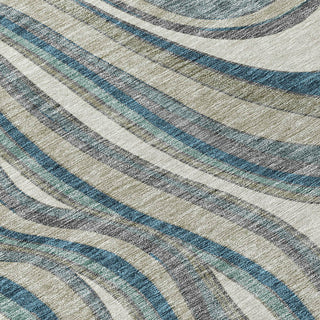 Piper Looms Chantille Swirls ACN756 Teal Machine Washable Area Rug Swatch Image