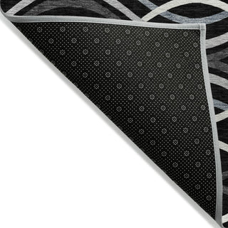 Piper Looms Chantille Waves ACN757 Black Machine Washable Area Rug Backing Image