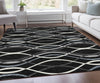 Piper Looms Chantille Waves ACN757 Black Machine Washable Area Rug Lifestyle Image Feature