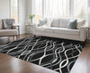Piper Looms Chantille Waves ACN757 Black Machine Washable Area Rug Lifestyle Image Feature