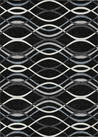 Piper Looms Chantille Waves ACN757 Black Machine Washable Area Rug main image