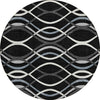 Piper Looms Chantille Waves ACN757 Black Machine Washable Area Rug Round Main Image