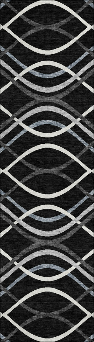 Piper Looms Chantille Waves ACN757 Black Machine Washable Area Rug Runner Main Image