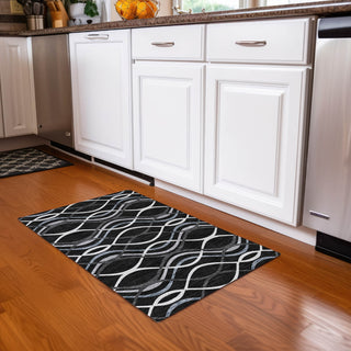 Piper Looms Chantille Waves ACN757 Black Machine Washable Area Rug Scatter Lifestyle Image Feature