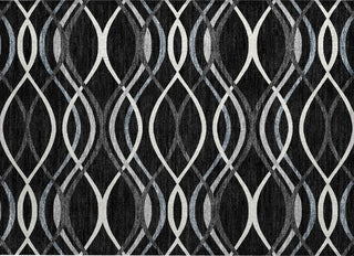 Piper Looms Chantille Waves ACN757 Black Machine Washable Area Rug Scatter Main Image