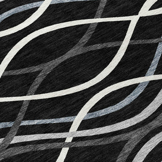 Piper Looms Chantille Waves ACN757 Black Machine Washable Area Rug Swatch Image