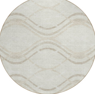 Piper Looms Chantille Waves ACN757 Ivory Machine Washable Area Rug Round Main Image