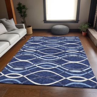 Piper Looms Chantille Waves ACN757 Navy Machine Washable Area Rug Lifestyle Image Feature