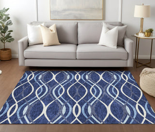 Piper Looms Chantille Waves ACN757 Navy Machine Washable Area Rug Lifestyle Image Feature