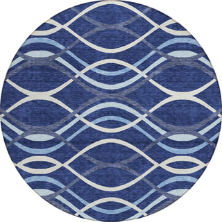 Piper Looms Chantille Waves ACN757 Navy Machine Washable Area Rug Round Main Image