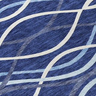Piper Looms Chantille Waves ACN757 Navy Machine Washable Area Rug Swatch Image
