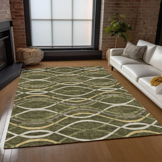 Piper Looms Chantille Waves ACN757 Olive Machine Washable Area Rug Lifestyle Image Feature