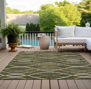 Piper Looms Chantille Waves ACN757 Olive Machine Washable Area Rug Outdoor Lifestyle Image Feature