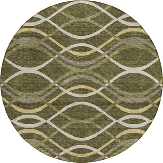 Piper Looms Chantille Waves ACN757 Olive Machine Washable Area Rug Round Main Image