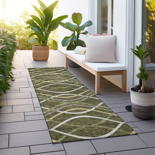 Piper Looms Chantille Waves ACN757 Olive Machine Washable Area Rug Runner Outdoor Lifestyle Image Feature