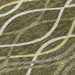 Piper Looms Chantille Waves ACN757 Olive Machine Washable Area Rug Swatch Image